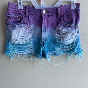 Levi Jean shorts Ombré blue & Purple